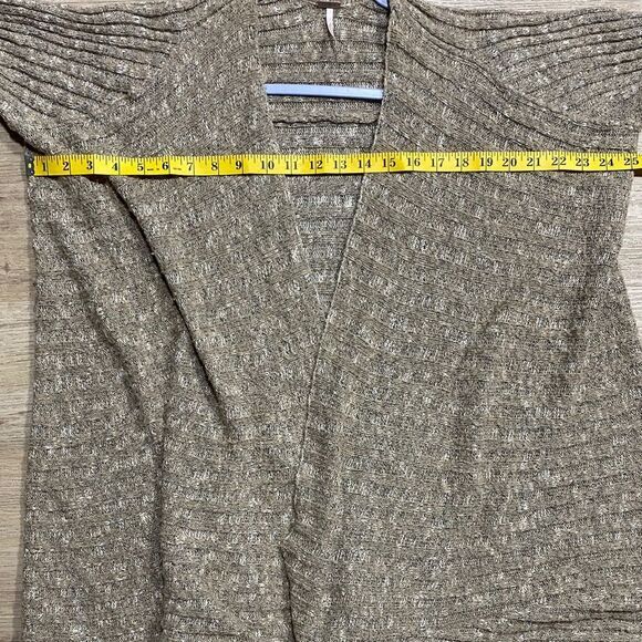 Free People Boho Ribbed Wool Blend Open Front Cardigan Sweater Knit - Picture 8 of 12